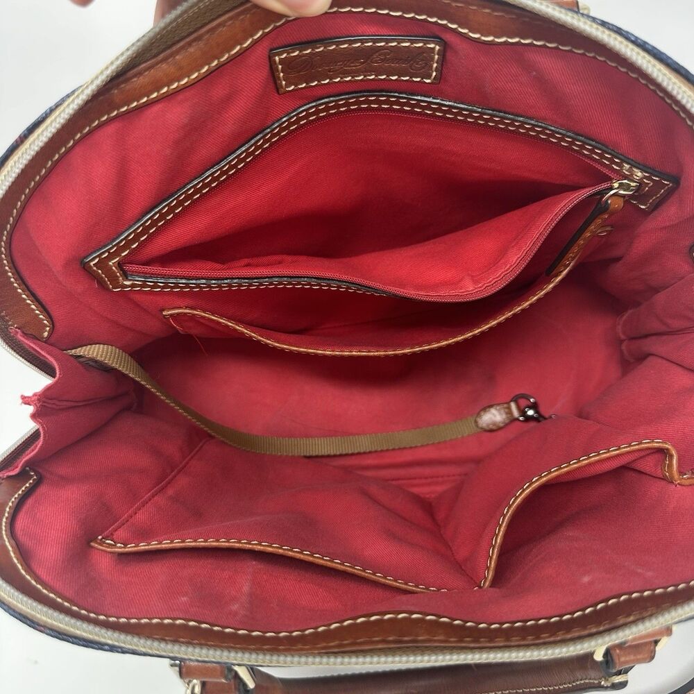 Dooney & Bourke Tiverton Plaid Zip Zip Satchel Navy Blue Shoulder Strap READ - Picture 12 of 16